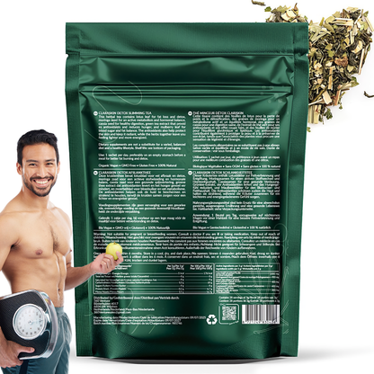 CLARASKIN® | BIO | Tea Tox & Slimming tea, afval thee | 28 Theezakjes x 3g netto | Lotusblad 1000mg, Moringazaad 900mg, Groene thee extract 400mg, Cassiazaad 400mg, Moerbeiblad 300mg | per 3g zakje |