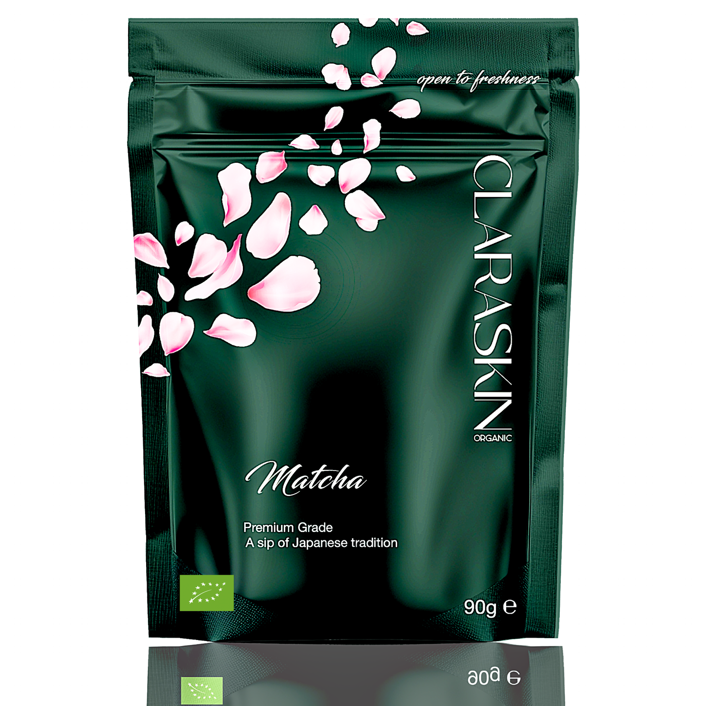 CLARASKIN® | Ceremonial Premium Grade | Biologisch gecertificeerd | Matcha uit Japan | 90 gram | Groene thee | + Chashaku lepel meegeleverd |