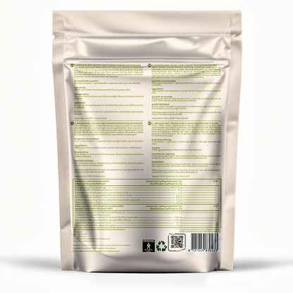 CLARASKIN® Lion's Mane Poeder Biologisch | 100 gram | Pruikzwam | Focus | 100% Vruchtlichaam | Maatschepje inbegrepen |