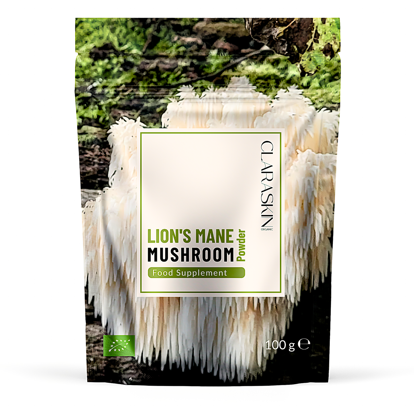 CLARASKIN® Lion's Mane Poeder Biologisch | 100 gram | Pruikzwam | Focus | 100% Vruchtlichaam | Maatschepje inbegrepen |